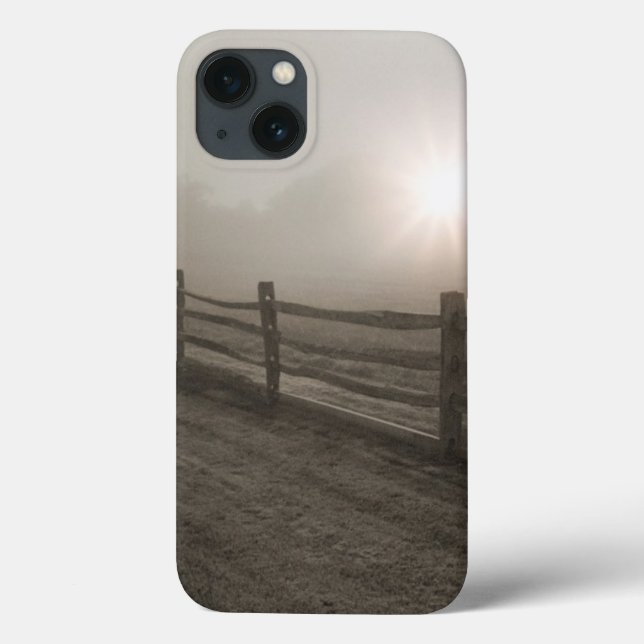 Funda De Case-Mate Para iPhone Fence and Sunburst Through Fog near Sharon (Reverso)