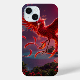 Funda Para iPhone 15 Fénix Carmesí de la Marea a la Luz de la Luna.