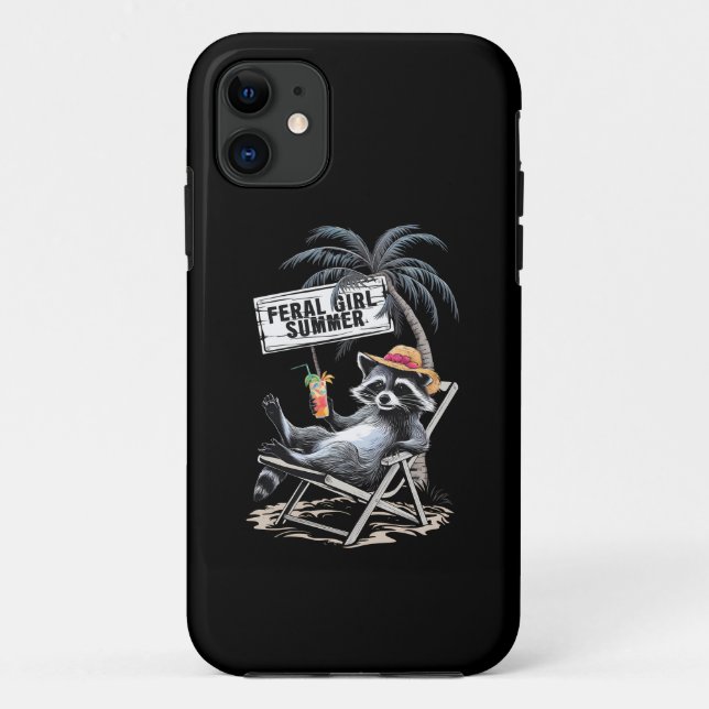 Funda De Case-Mate Para iPhone Feral Chica Summer Beach Funny Raccoon (Reverso)