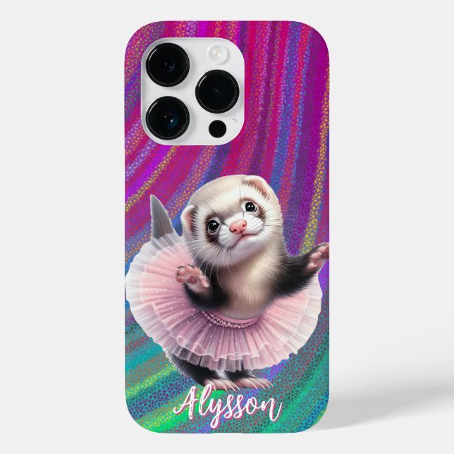 Funda De Case-Mate Para iPhone Ferret bailando en un ballet tutu (Reverso )