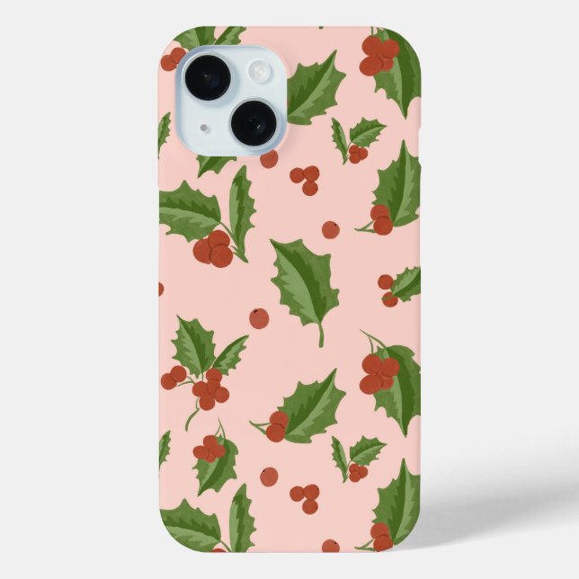 Funda De Case-Mate Para iPhone Festive Holly Berry Phone Case (Reverso )