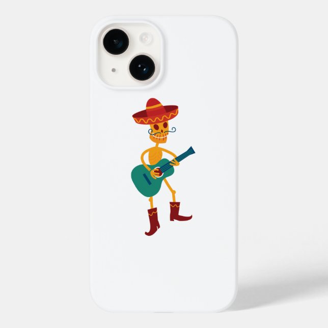 Funda De Case-Mate Para iPhone Festive Skeleton Guitar Player (Reverso )