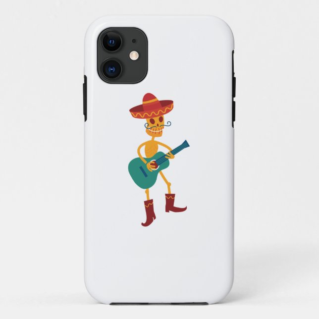 Funda De Case-Mate Para iPhone Festive Skeleton Guitar Player (Reverso)