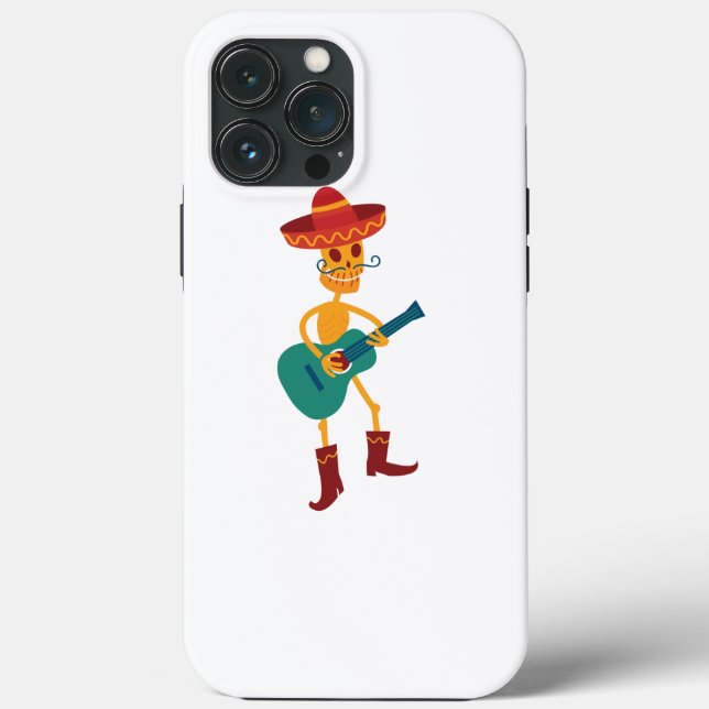 Funda De Case-Mate Para iPhone Festive Skeleton Guitar Player (Reverso )