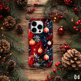 Funda Para iPhone 14 Pro De Case-Mate Festividad artística - Elegante ornamento rojo y o