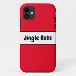 Funda Para iPhone 11 Festividad Brillante Rojo Tiras Blancas Jingle Bel