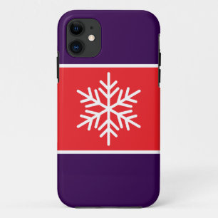 Funda Para iPhone 11 Festividad Copo de Nieve Blanco Brillante Rayas Pú