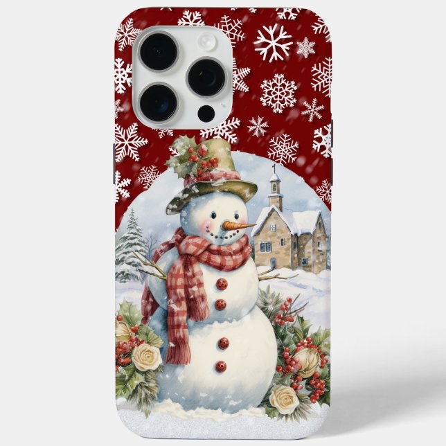 Funda De Case-Mate Para iPhone Festividad Navidad de snowman (Reverso )