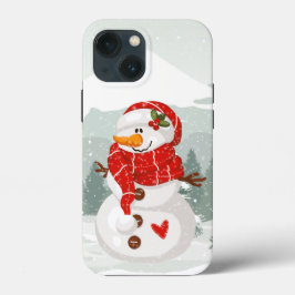 Funda Para iPhone 13 Mini Festividad Navidad de snowman 