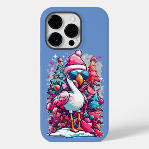 Funda Para iPhone 14 Pro De Case-Mate Festividades de Flamingo Santa Hat y Glasses Chris