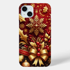 FUNDA PARA iPhone 15 MINI FESTIVOS NAVIDADES ROJOS Y ORO SE SALTAN DE LA SAL