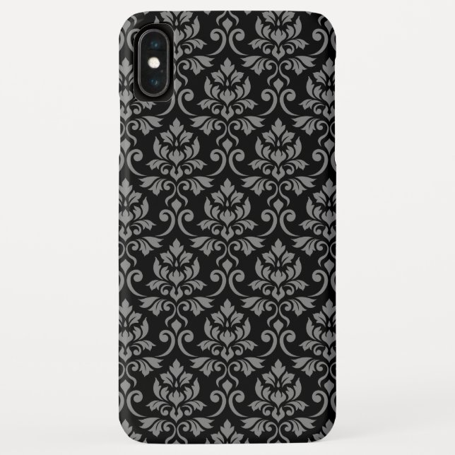 Funda De Case-Mate Para iPhone Feuille Damask Pattern Gray en negro (Reverso)