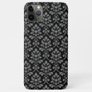 Funda Para iPhone 11 Pro Max Feuille Damask Pattern Gray en negro