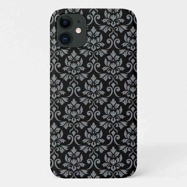 Funda De Case-Mate Para iPhone Feuille Damask Pattern Gray en negro (Reverso)