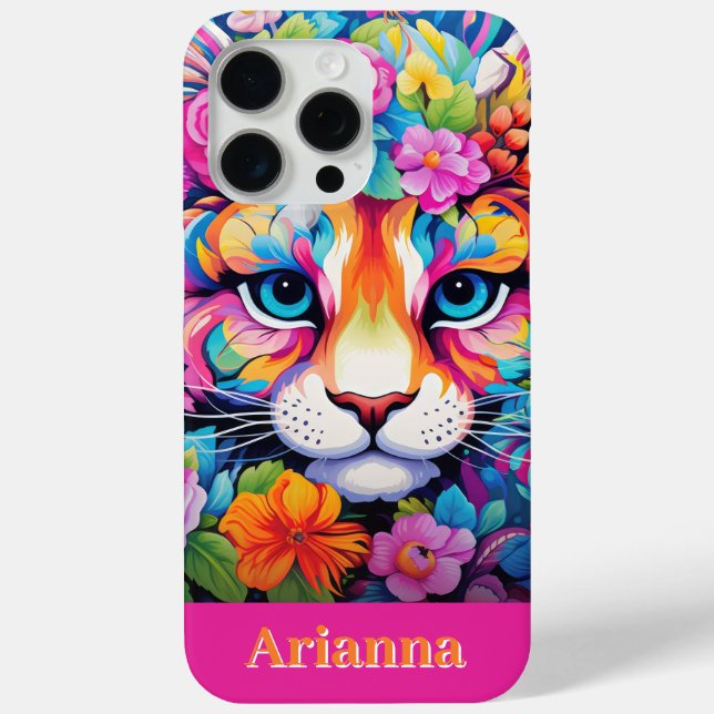 Funda De Case-Mate Para iPhone Fierce Elegance: Personalizable Floral Tiger Art (Reverso )
