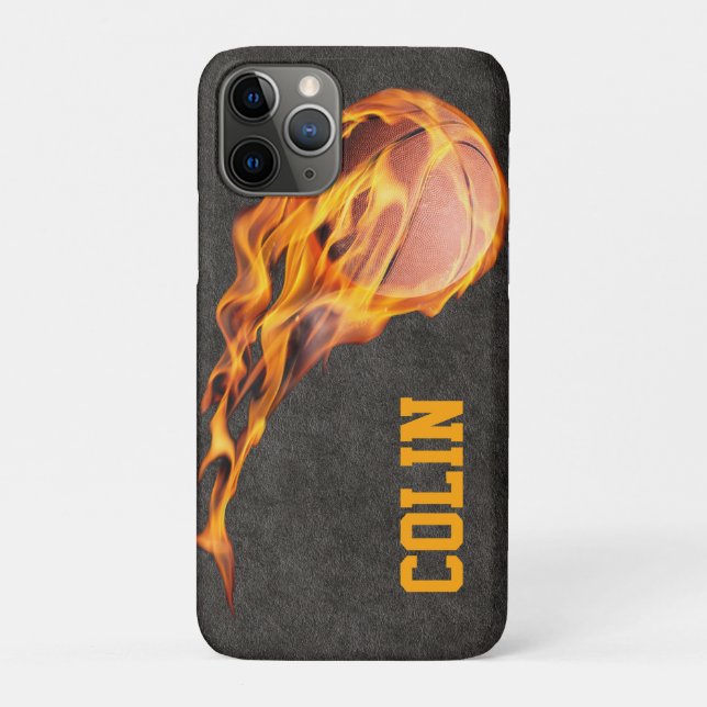 Funda De Case-Mate Para iPhone Fiery Basketball personalizado (Reverso)