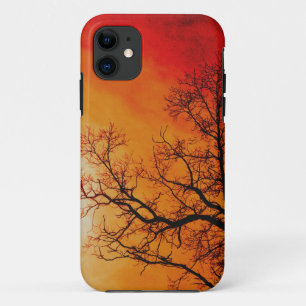 Funda Para iPhone 11 Fiery Sunset & Tree Nature Art