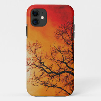 Funda Para iPhone 11 Fiery Sunset & Tree Nature Art
