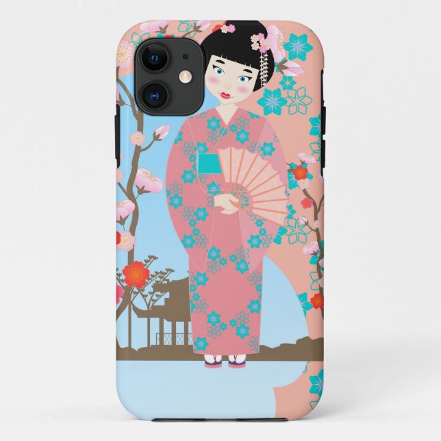 Funda De Case-Mate Para iPhone Fiesta de cumpleaños de Geisha chica (Reverso)