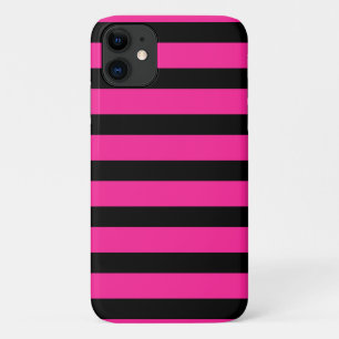 Funda Para iPhone 11 Fiesta de franjas de banda de moda rosada y negra 