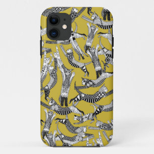 Funda Para iPhone 11 fiesta de gato amarillo ocre
