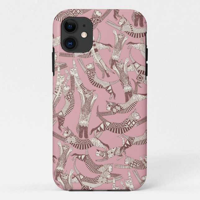 Funda De Case-Mate Para iPhone fiesta de gato rosa (Reverso)