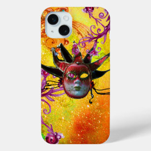 Funda Para iPhone 15 Mini Fiesta DE MÁSCARA DE JESTER ROJO NEGRO