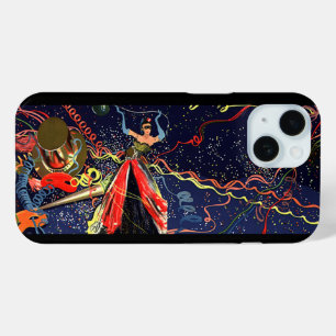 Funda Para iPhone 15 Fiesta de Nochevieja Vintage con Confeti