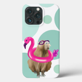Funda Para iPhone 13 Pro Fiesta De Piscina Cute Capybara Con Suelo De Flami
