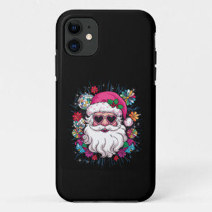 Funda Para iPhone 11 Fiesta divertida de navidad en disco rosa Santa Na
