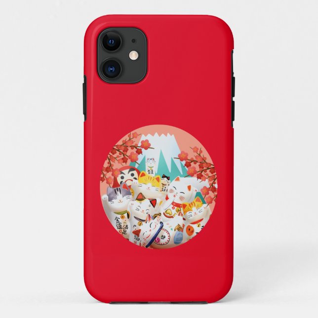 Funda De Case-Mate Para iPhone Fiesta Manekineko Hanami (Reverso)