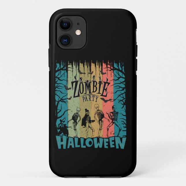 Funda De Case-Mate Para iPhone Fiesta zombi, Halloween (Reverso)