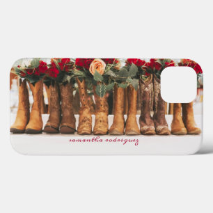 Funda Para iPhone 13 Fila de botas con flores