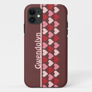 title_seo2 Filas de corazones patrón rojo rosado nombre perso