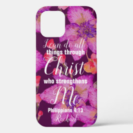 Funda Para iPhone 12 Filipinas personalizada 4:13 Biblia versus Floral