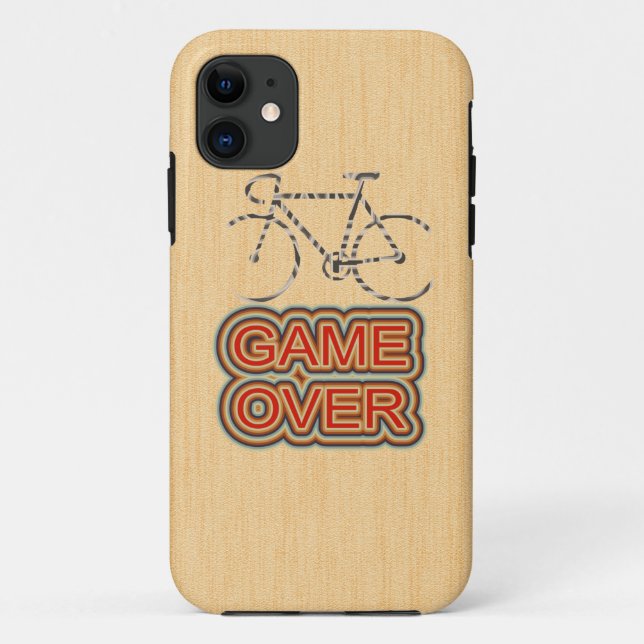 Funda De Case-Mate Para iPhone Fin del juego de ciclismo. Fondo de madera (Reverso)