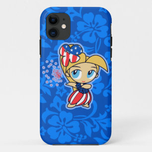 Funda Para iPhone 11 Firecraker Hula Chica Patriótico iPhone 5 Funda