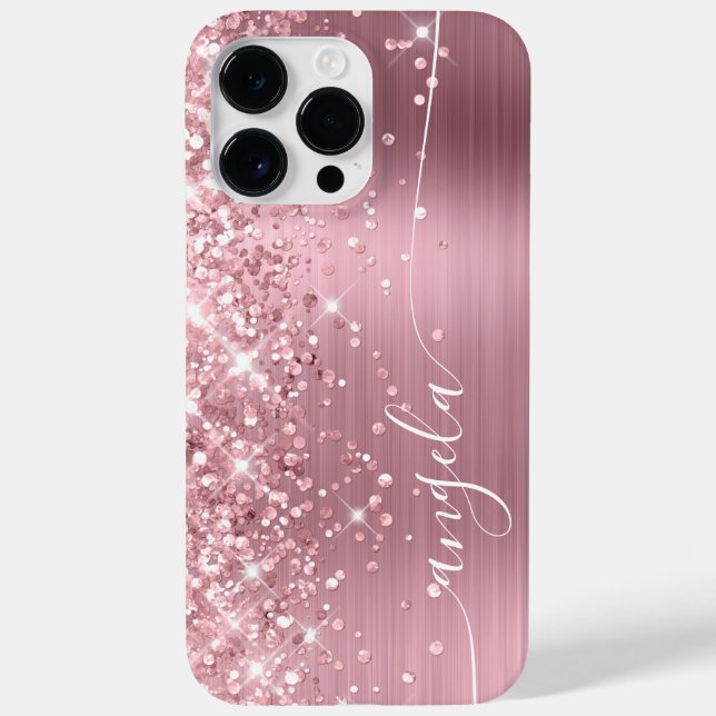 Funda De Case-Mate Para iPhone Firma de brillo Purpurinoso rosa claro (Reverso)