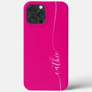 Funda Para iPhone 13 Pro Max Firma de vidrio elegante blanco y rosado caliente