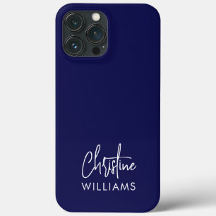 Funda Para iPhone 13 Pro Max Firma Monograma Guión manuscrito Azul