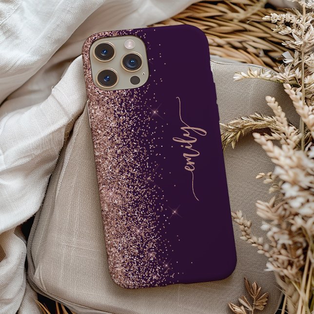 Funda De Case-Mate Para iPhone Firma personalizada con purpurina rosa dorado (Subido por el creador)