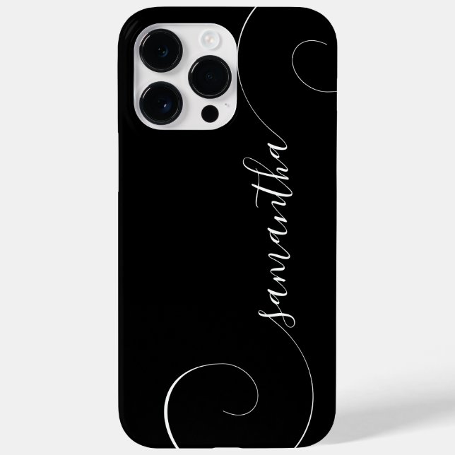 Funda De Case-Mate Para iPhone Firma rizada en blanco y negro (Reverso)