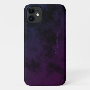 Funda Para iPhone 11 Firma simple con ombré azul púrpura moteado