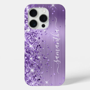Funda Para iPhone 15 Pro Firme Glam Glamuroso Lila Brillante