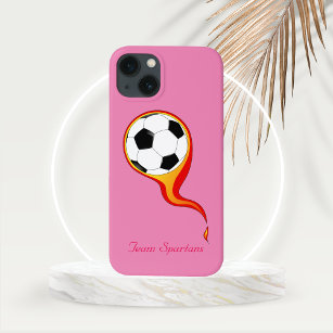 Funda Para iPhone 13 Flamante pelota de fútbol sobre Rosa rosado person