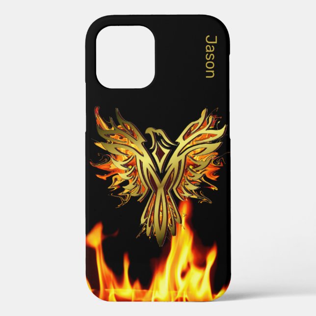 Funda De Case-Mate Para iPhone Flamante Phoenix sobre el Funda-mate negro (Reverso )