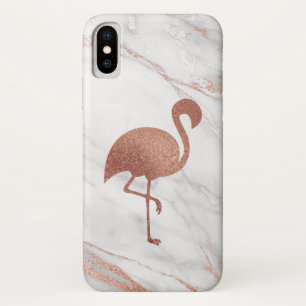 Funda Para iPhone X Flamenco color de rosa del Relieve metalizado