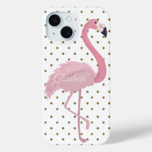 Funda Para iPhone 15 Flamenco Rosa Adorable, Lunares-Personalizado