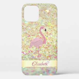 Funda Para iPhone 12 Pro Flamenco Rosa Glitter Bokeh Confeti
