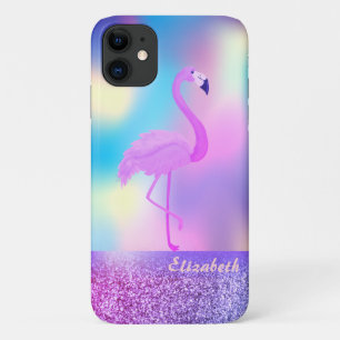 Funda Para iPhone 11 Flamenco Rosa Holográfico Moderno y Elegante